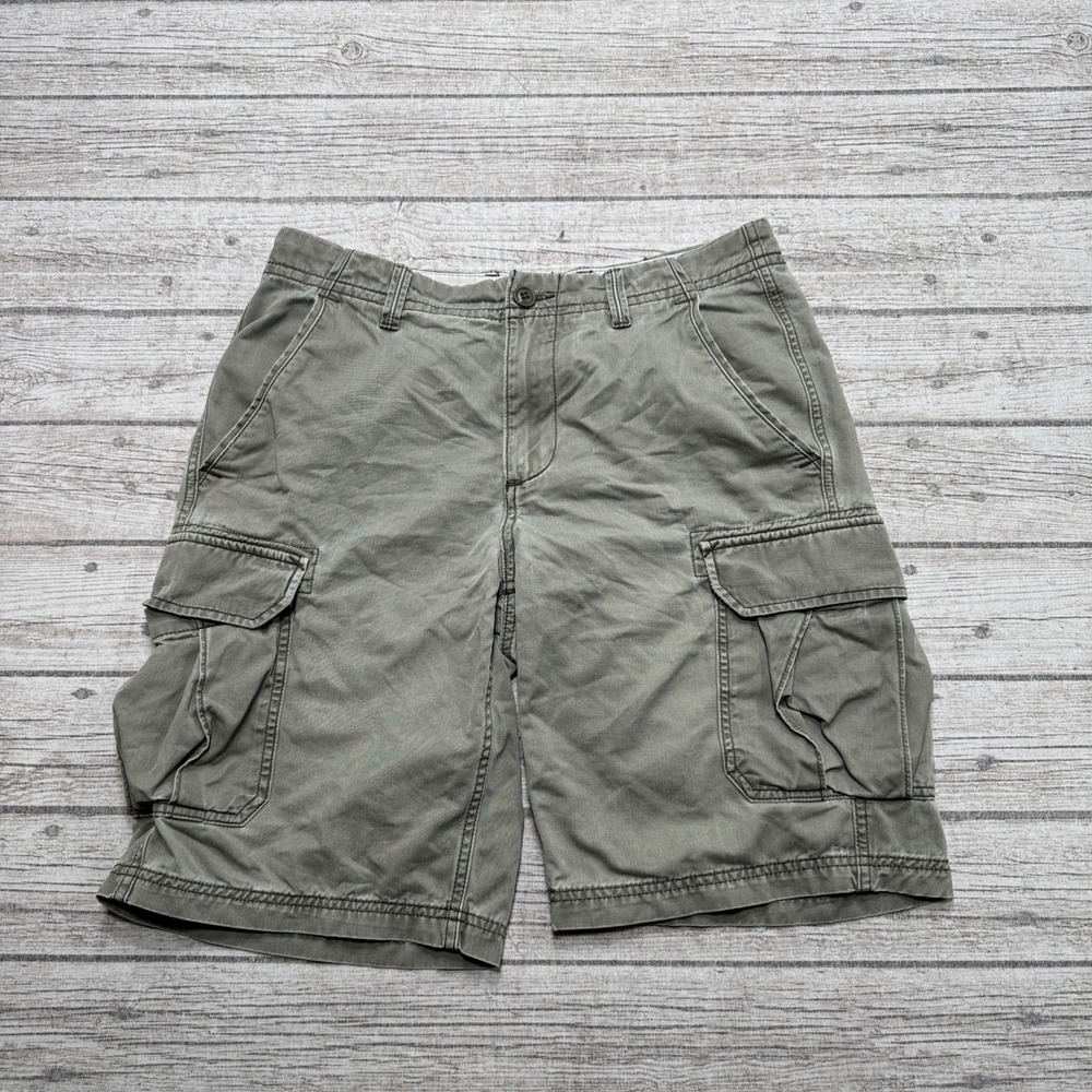 Gap Cargo Shorts Men's 31 Olive Green Loose Fit Cotton Khaki Hiking Gorpcore Y2K